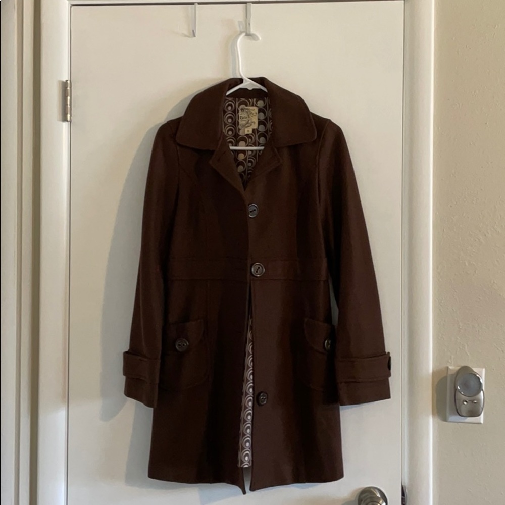 Vintage Design Tulle Brown Pea Coat